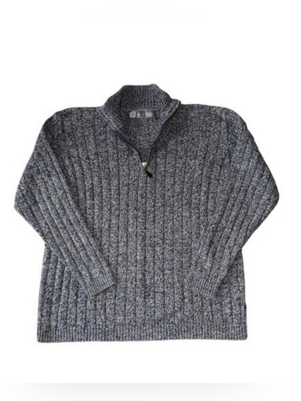 OSCAR DE LA RENTA Y2K Chunky Ribbed Marled Gray Quarter Zip Sweater | Men's XL
